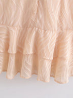 Spring Elegant Slightly Mature V-Neck Lace-Up Short Sleeve Dress