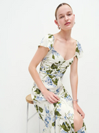 Floral Side-Slit Spaghetti-Strap Dress