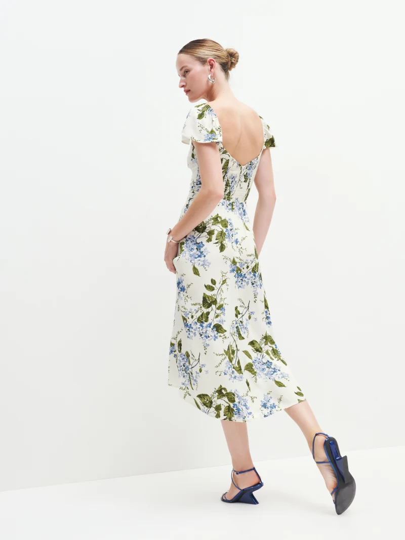 Floral Side-Slit Spaghetti-Strap Dress