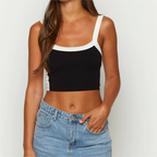 Women’s Black Contrast Color Backless Crop Camisole