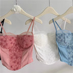 's Lace Boning Corset Camisole Short Top Underwear Padded Tube Top