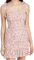 Women's Printed Pleated Strap Spring Dress