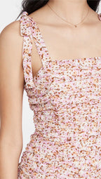Women's Printed Pleated Strap Spring Dress