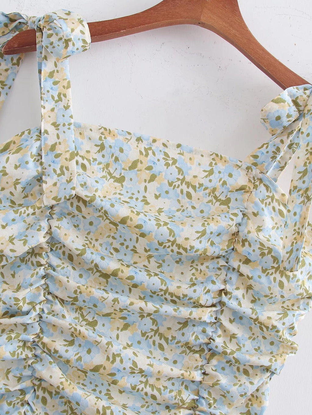 Women's Printed Pleated Strap Spring Dress