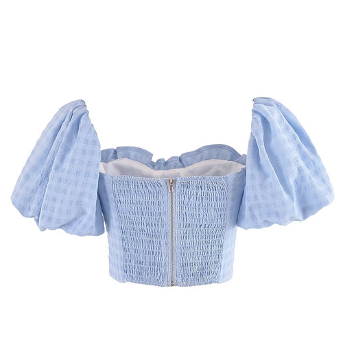 Bubble Sleeve Zipper Fitted Top