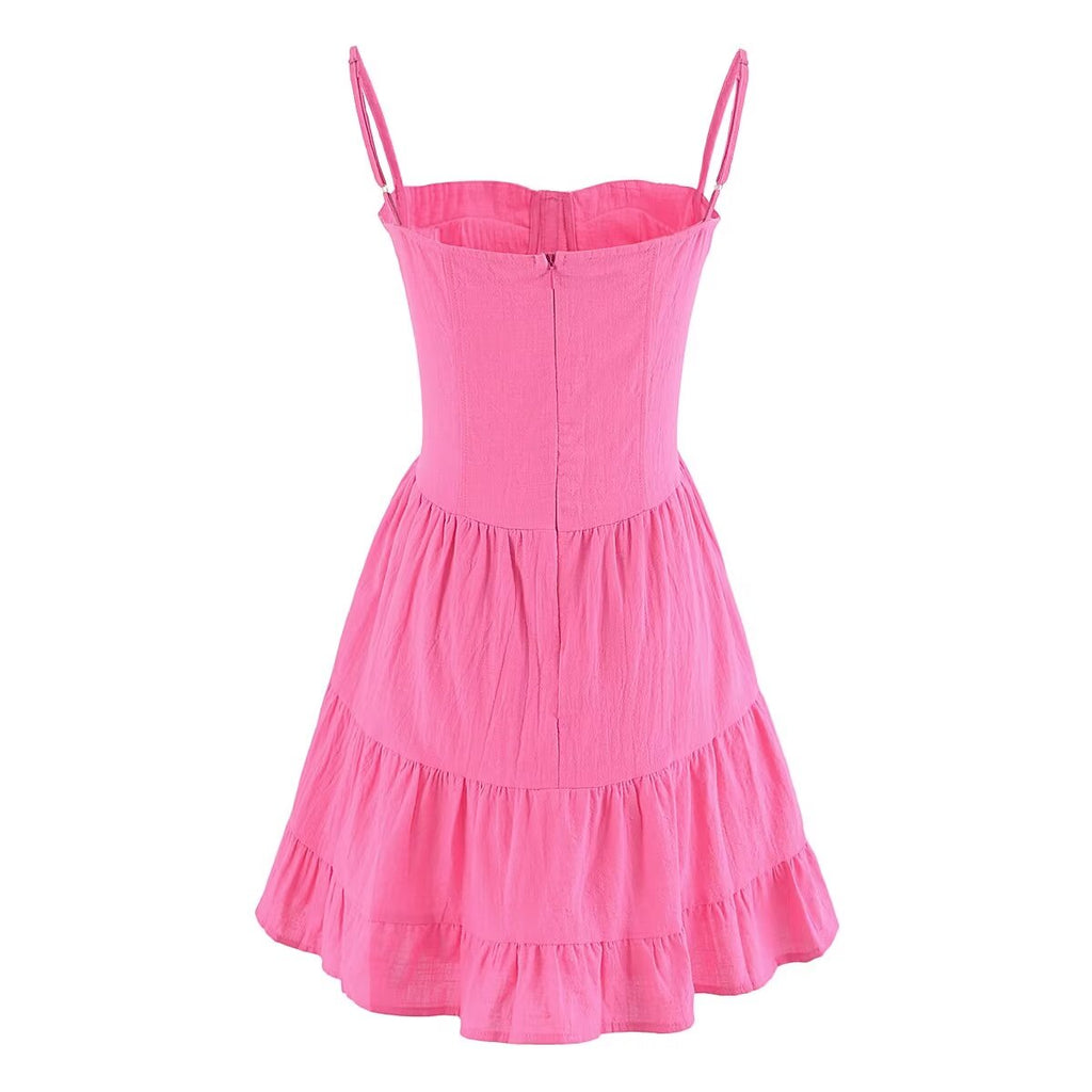 Spaghetti-Strap Ruffle A-Line Mini Dress