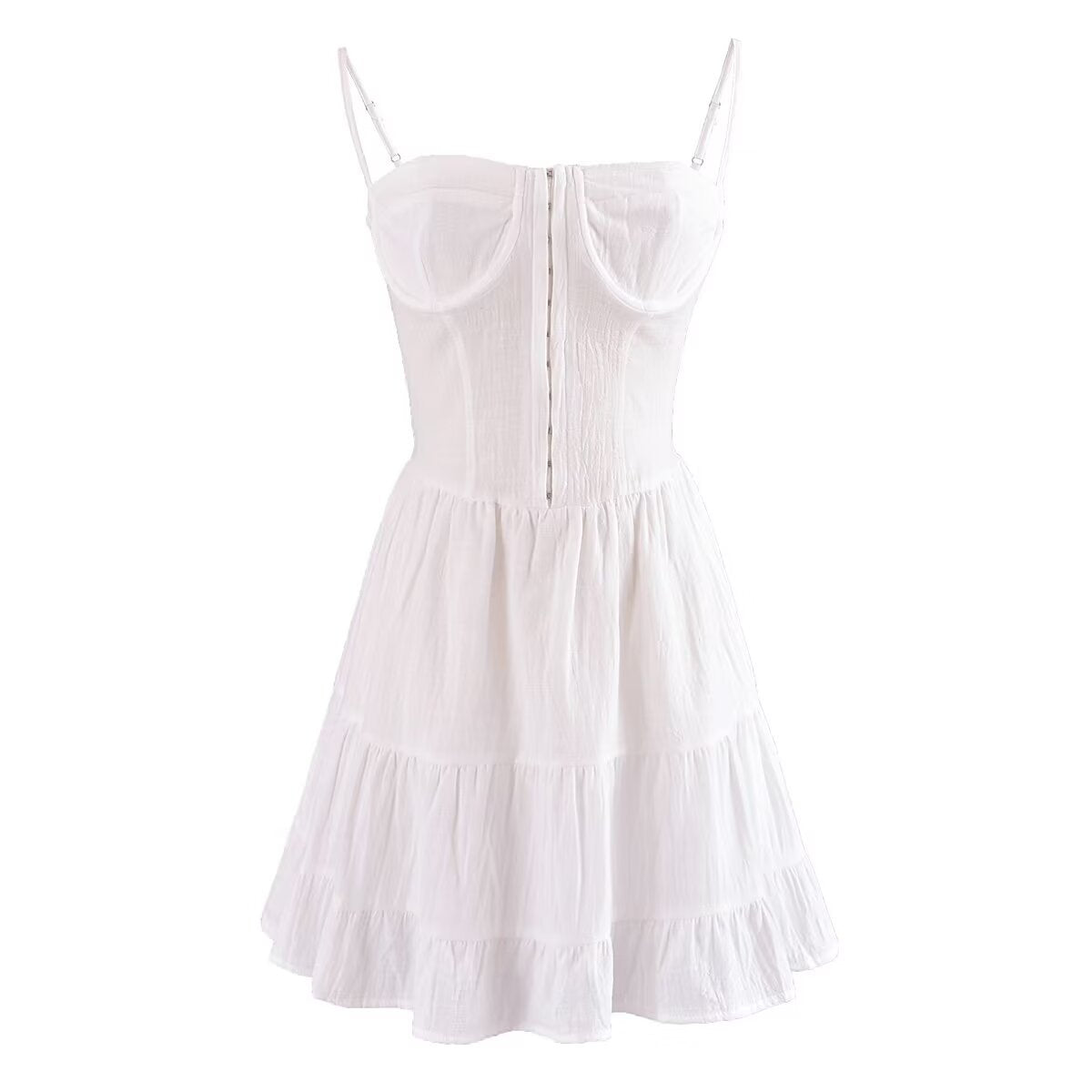 Spaghetti-Strap Ruffle A-Line Mini Dress