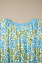 Sky Blue Floral Ruffle High-Waist Mini Dress