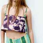 Women’s Printed Lace Backless Crop Camisole