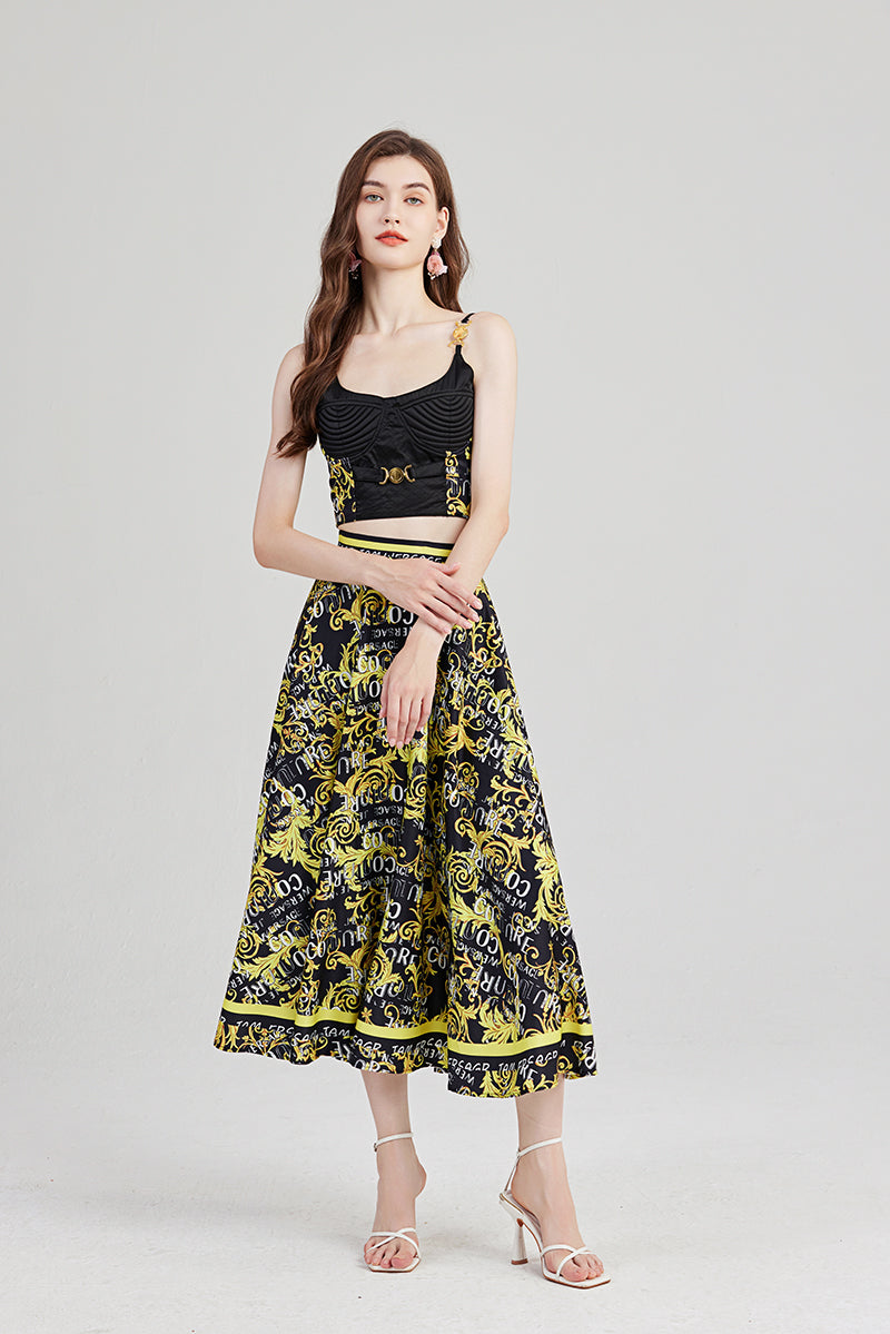 Women's Halter Top & High-Waisted Skirt Set