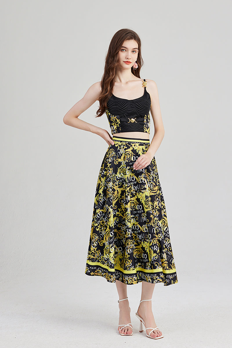 Women's Halter Top & High-Waisted Skirt Set