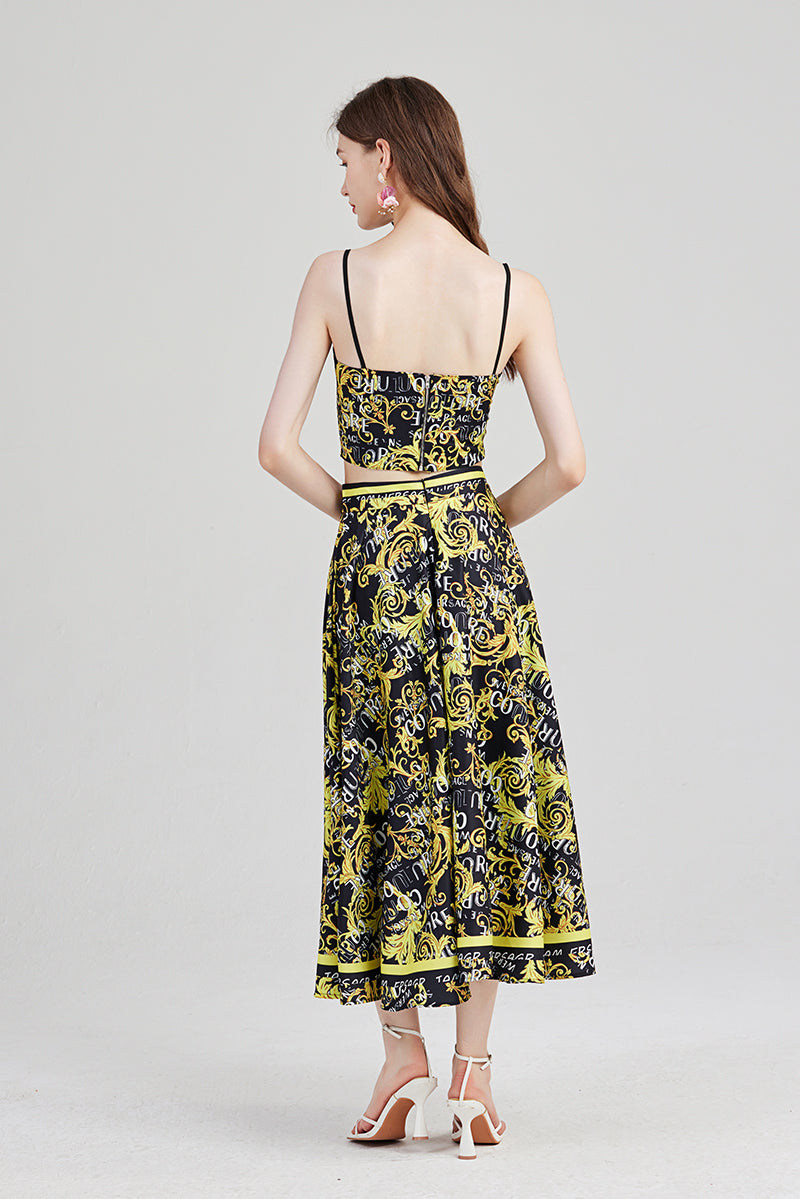 Women's 's Halter Top & High-Waisted Skirt Set