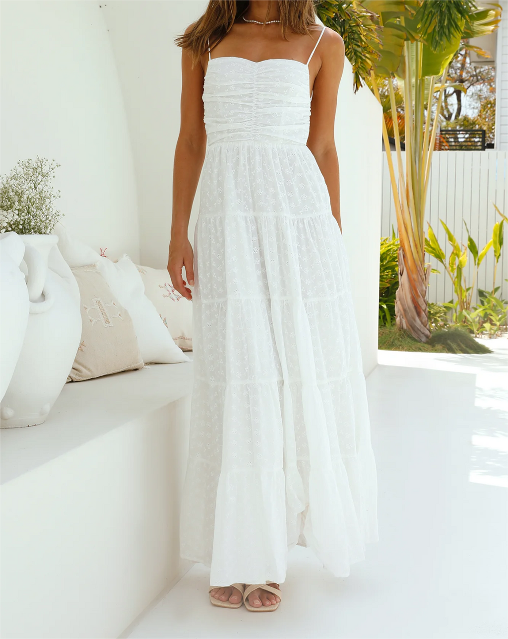 Women's Lace-Trim Midi Dress
