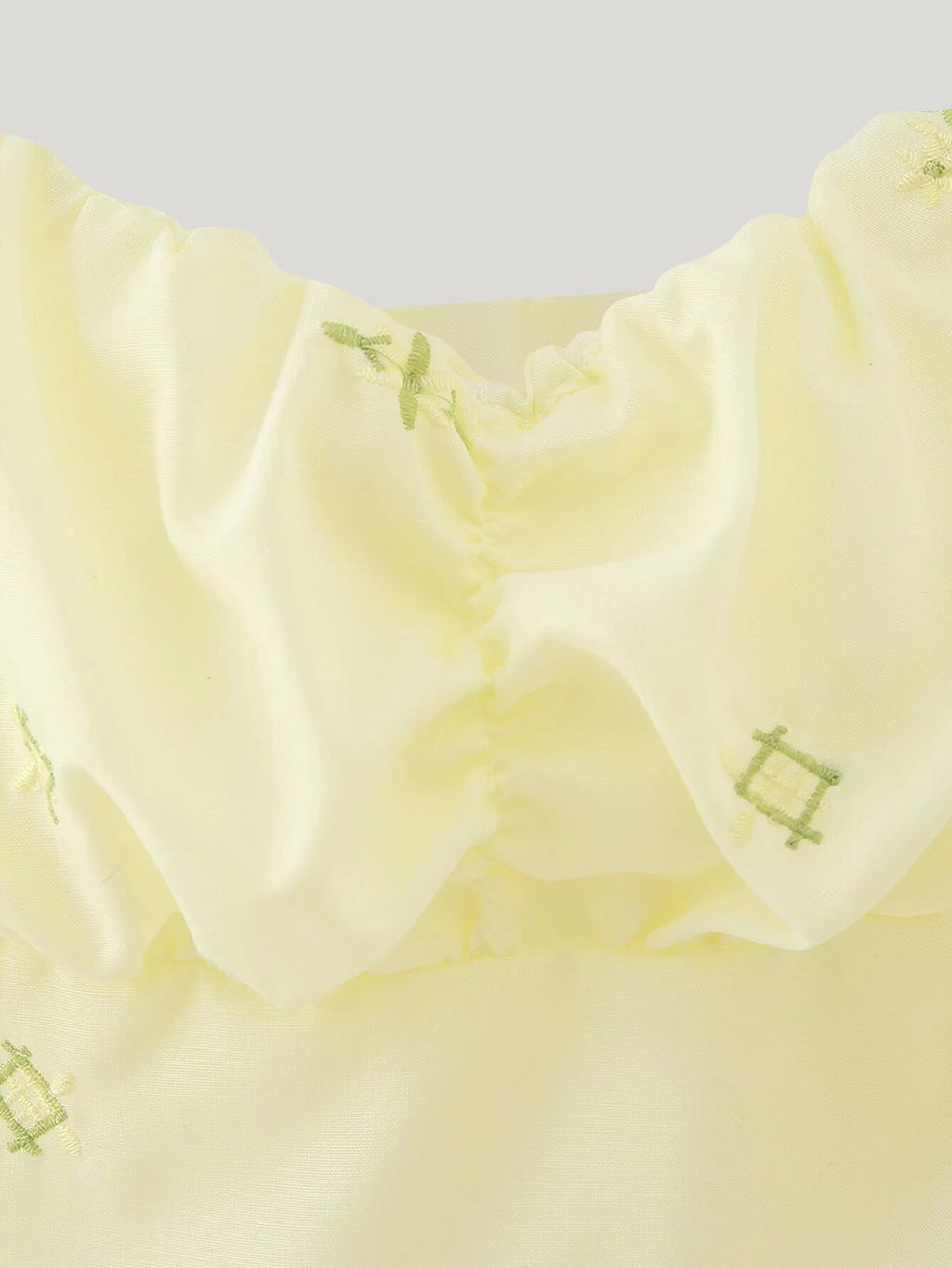 Women's Embroidered Pleated Square Neck Puff Sleeve Top