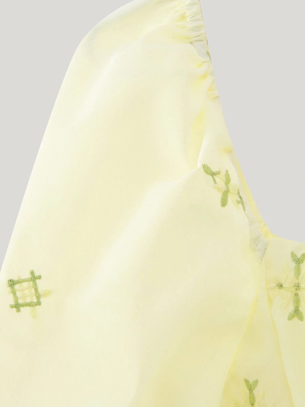 Women's Embroidered Pleated Square Neck Puff Sleeve Top