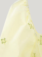 Women's Embroidered Pleated Square Neck Puff Sleeve Top
