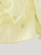 Women's Embroidered Pleated Square Neck Puff Sleeve Top