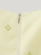 Women's Embroidered Pleated Square Neck Puff Sleeve Top