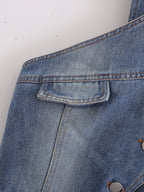 Women's Washed Denim Backless Halter Top