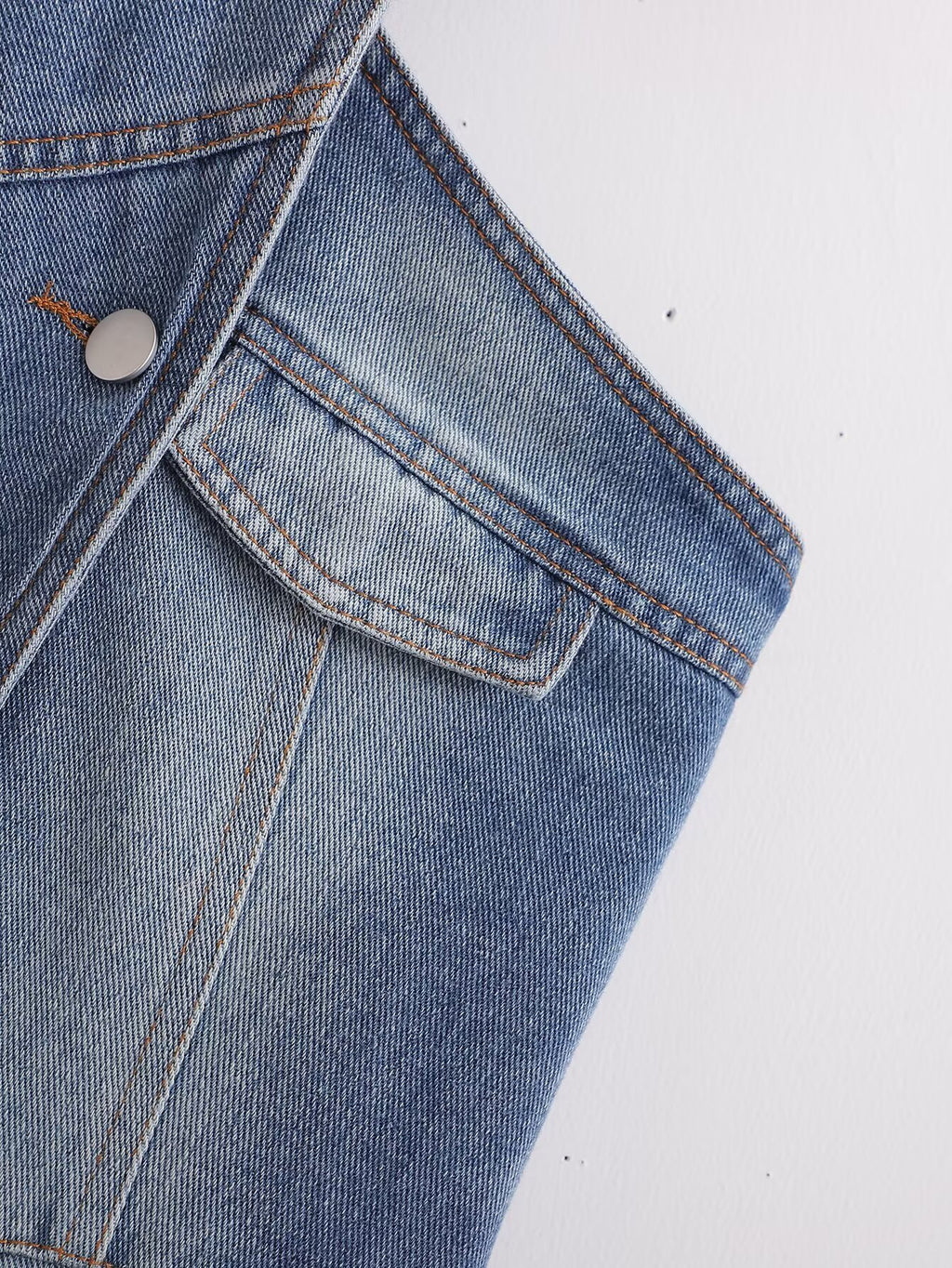 Women's Washed Denim Backless Halter Top