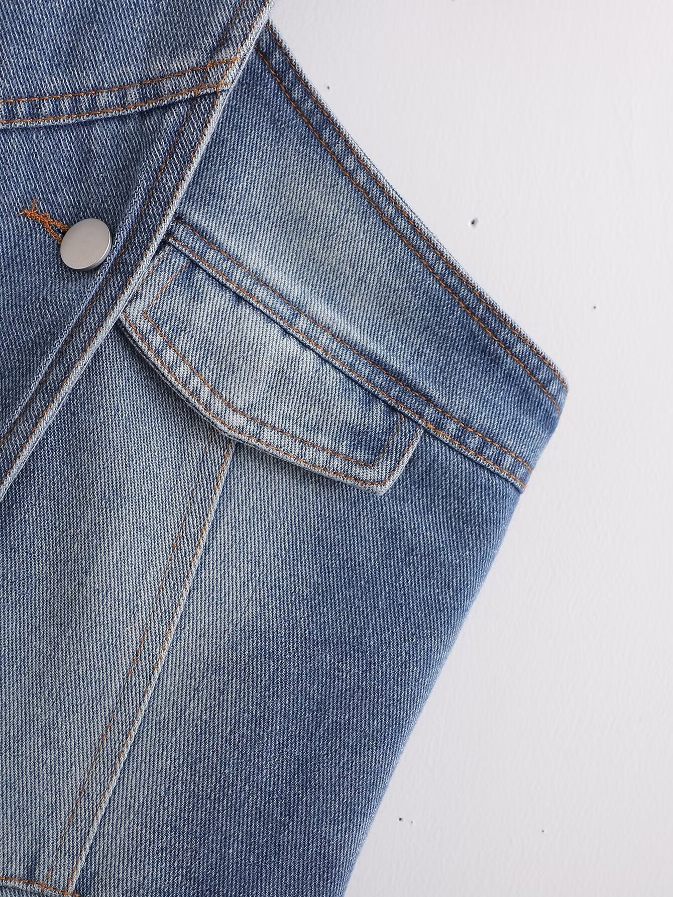 Women's Washed Denim Backless Halter Top