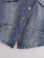 Women's Washed Denim Backless Halter Top