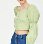 Women's Cotton Back Elastic Off Shoulder Long Sleeve Shirt