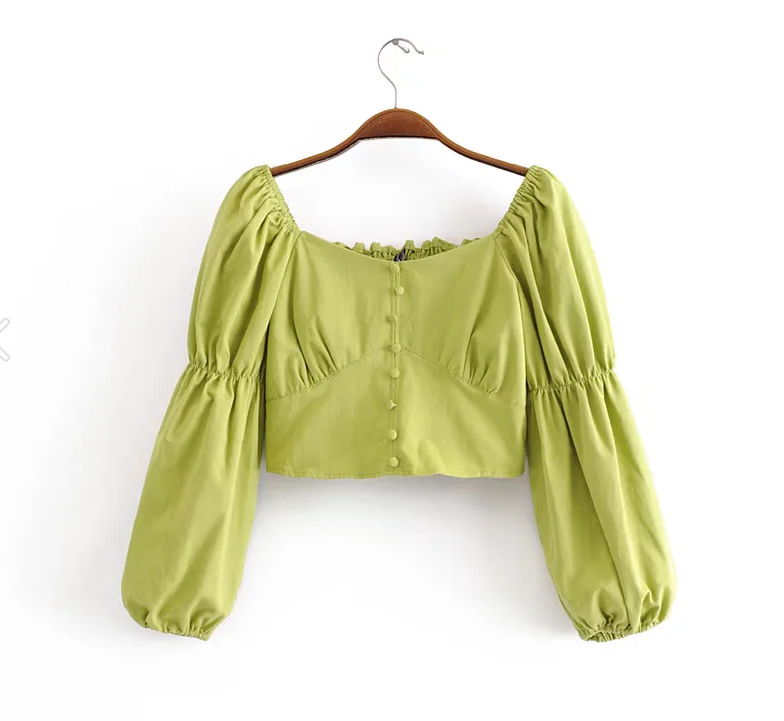 Women's Cotton Back Elastic Off Shoulder Long Sleeve Shirt