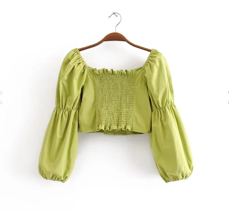Women's Cotton Back Elastic Off Shoulder Long Sleeve Shirt