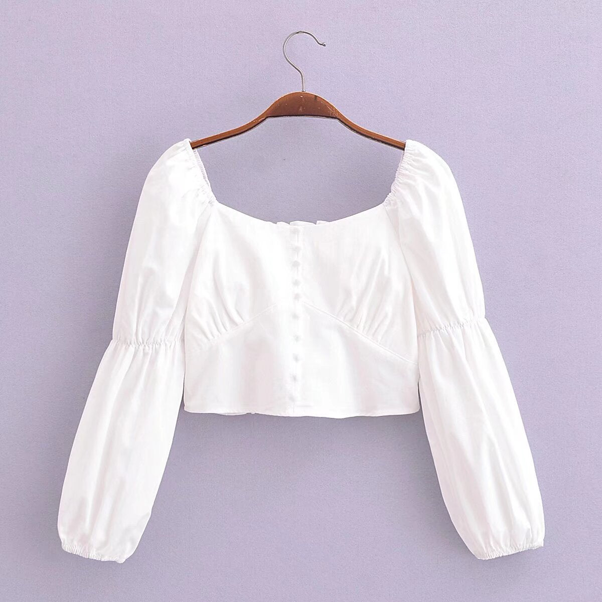 Women's Cotton Back Elastic Off Shoulder Long Sleeve Shirt