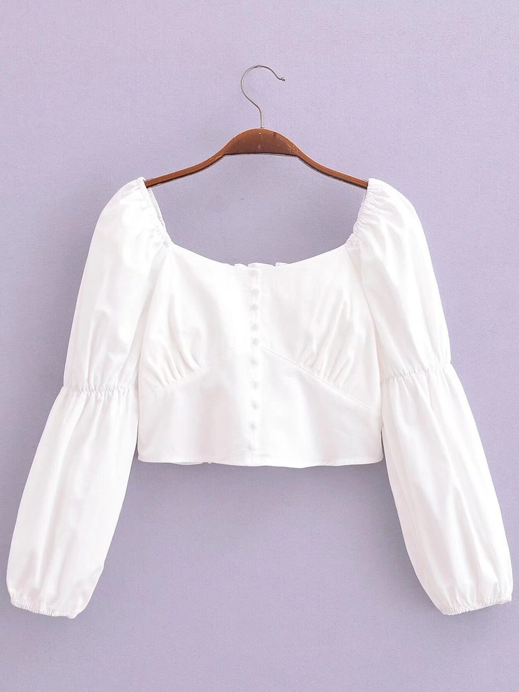 Women's Cotton Back Elastic Off Shoulder Long Sleeve Shirt