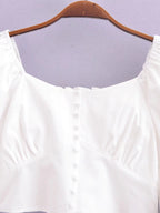 Women's Cotton Back Elastic Off Shoulder Long Sleeve Shirt