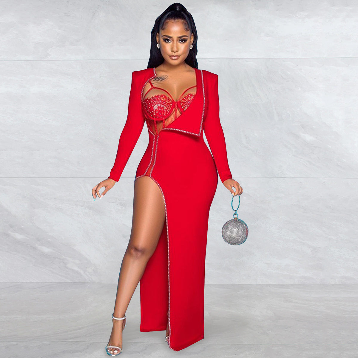 Women's Solid Color Irregular Asymmetric Long Sleeve Jumpsuit