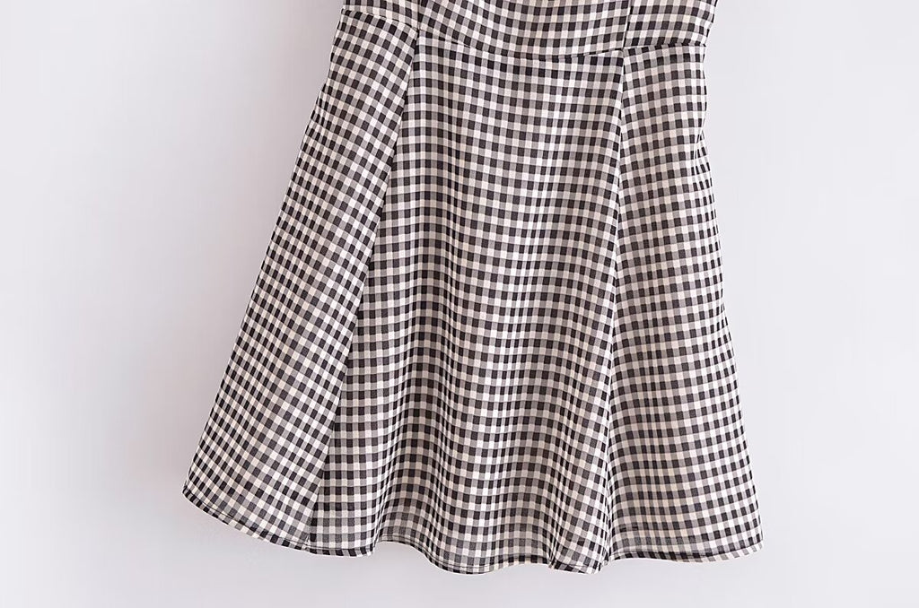 Retro Plaid Spaghetti-Strap Dress