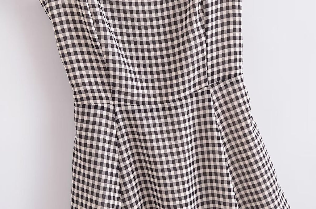 Retro Plaid Spaghetti-Strap Dress
