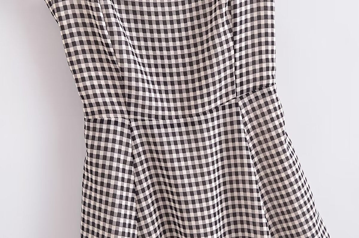 Retro Plaid Spaghetti-Strap Dress