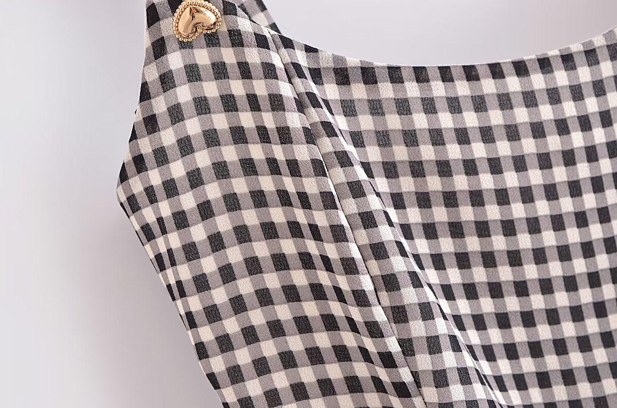 Retro Plaid Spaghetti-Strap Dress
