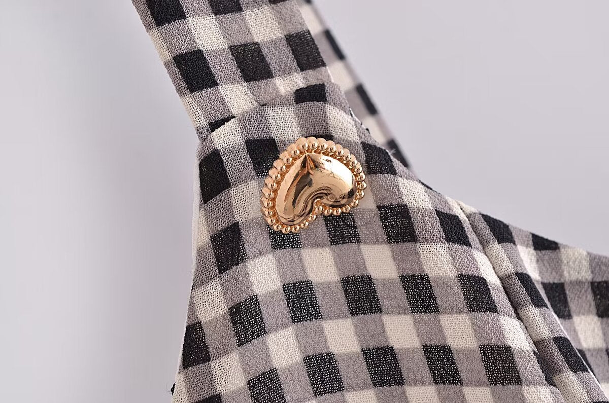 Retro Plaid Spaghetti-Strap Dress
