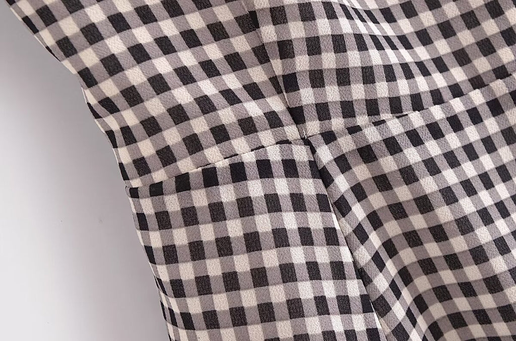 Retro Plaid Spaghetti-Strap Dress