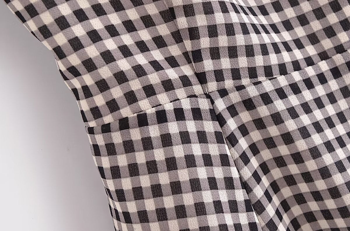 Retro Plaid Spaghetti-Strap Dress