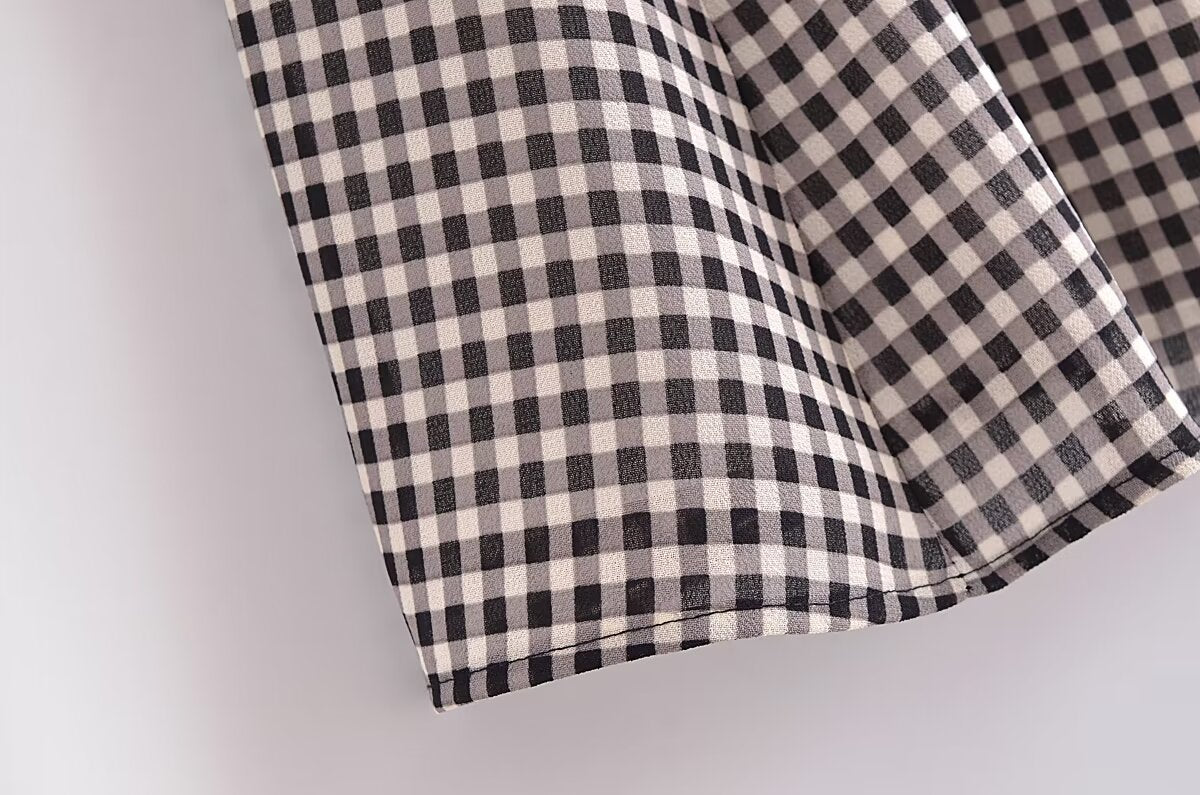 Retro Plaid Spaghetti-Strap Dress