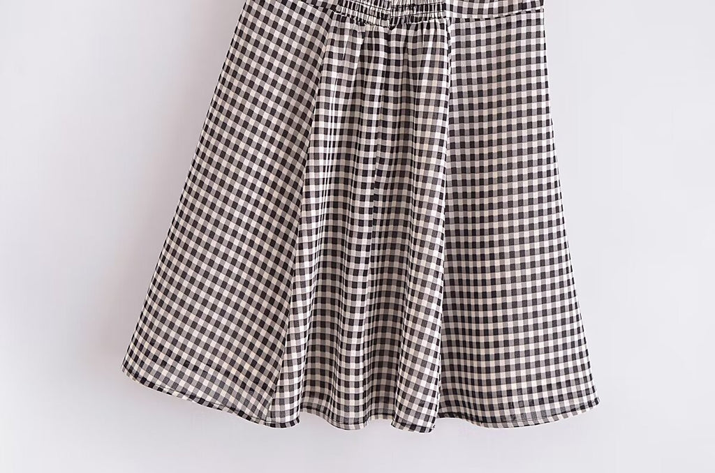 Retro Plaid Spaghetti-Strap Dress