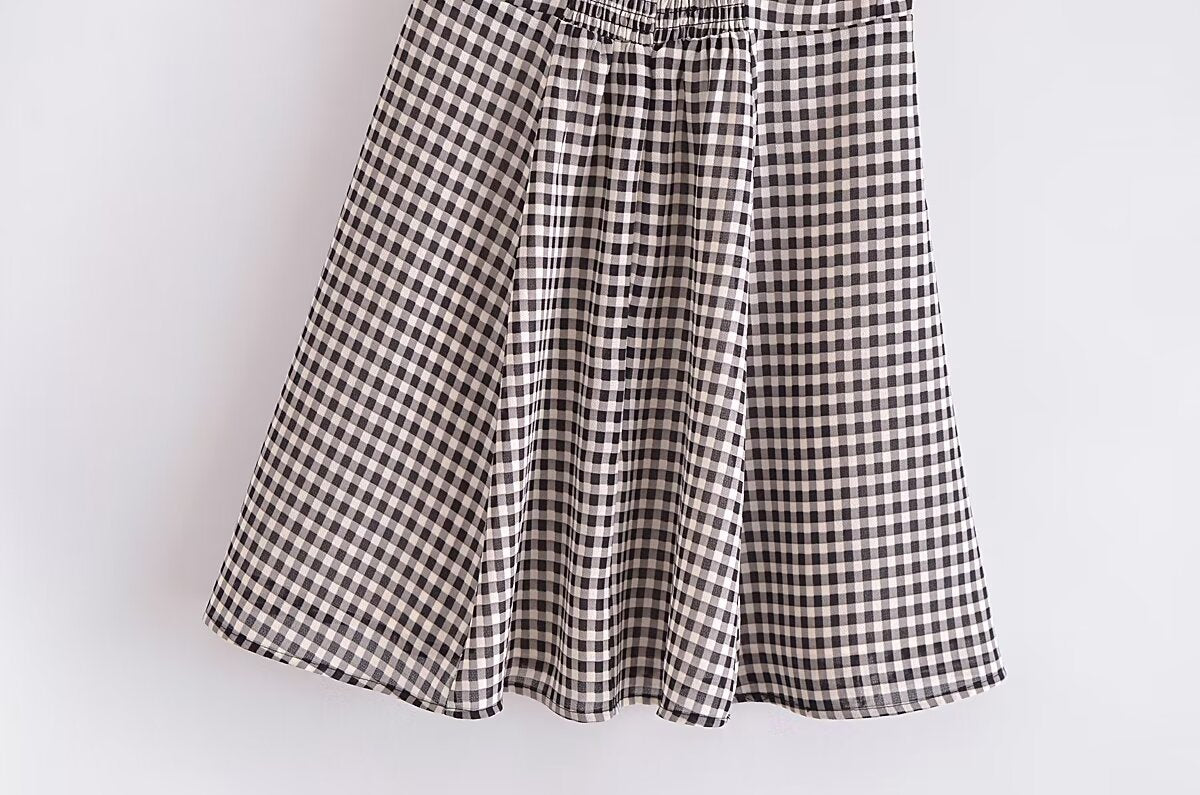 Retro Plaid Spaghetti-Strap Dress