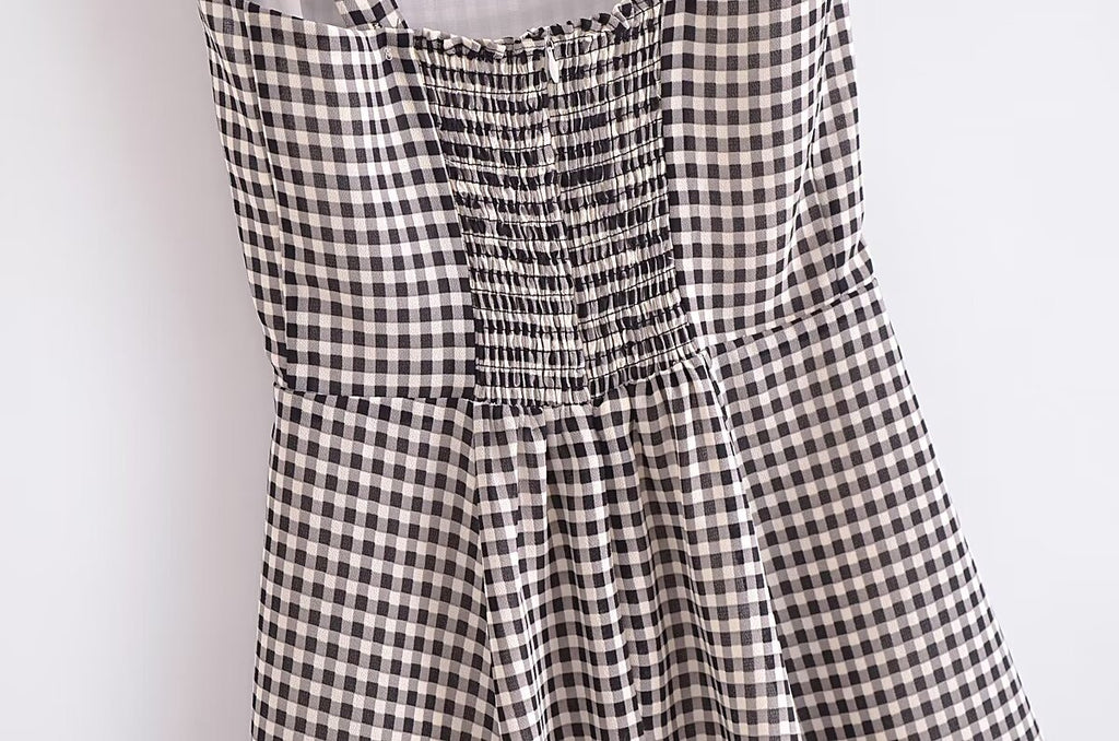 Retro Plaid Spaghetti-Strap Dress