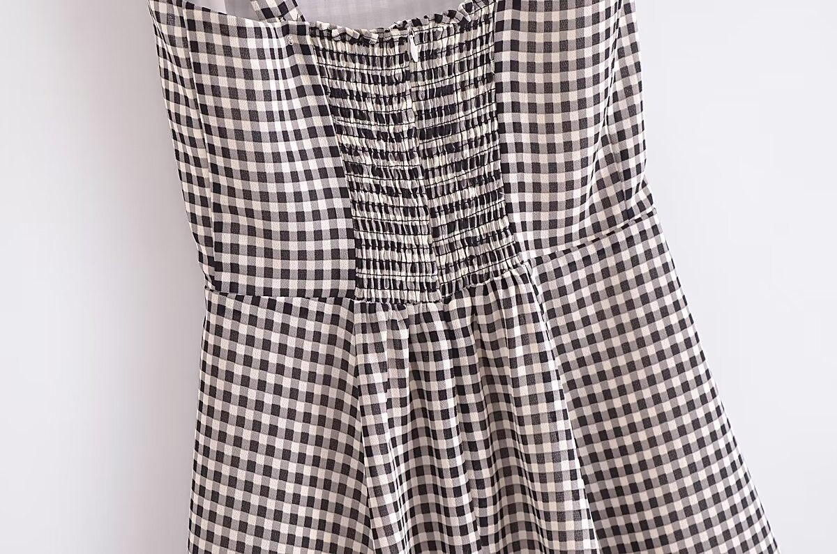 Retro Plaid Spaghetti-Strap Dress