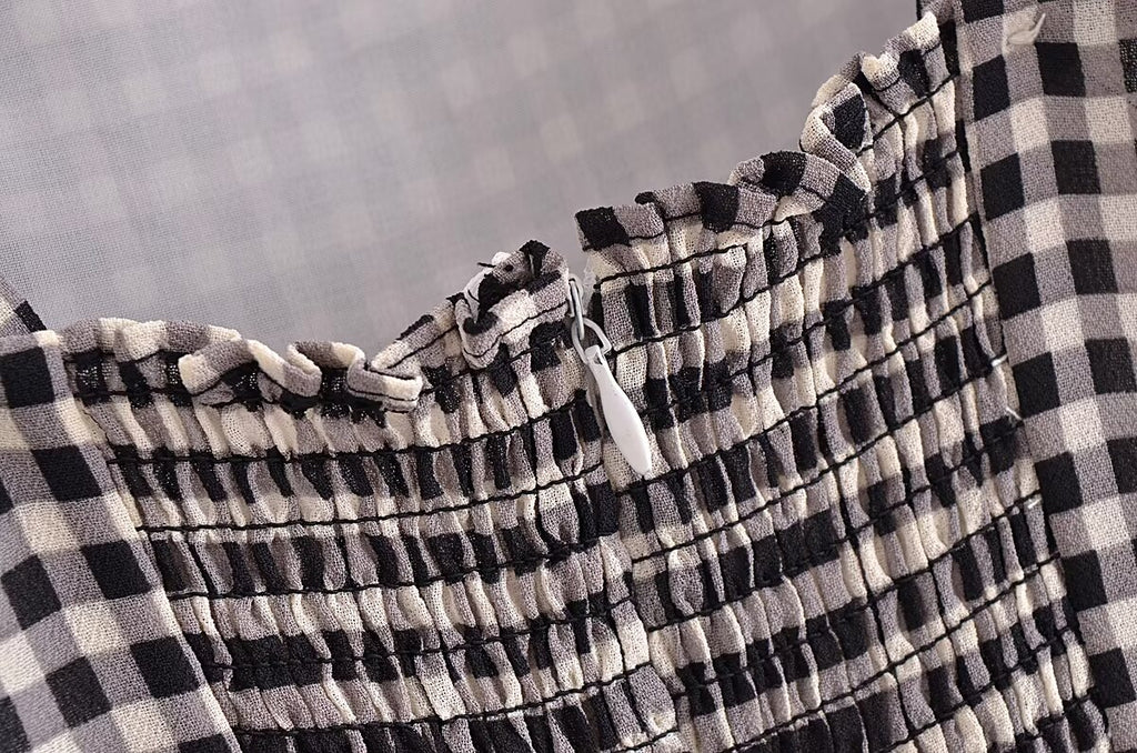 Retro Plaid Spaghetti-Strap Dress