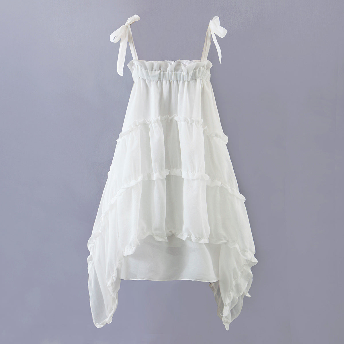 Women's Asymmetric Lace Ruffled Tiered Dress