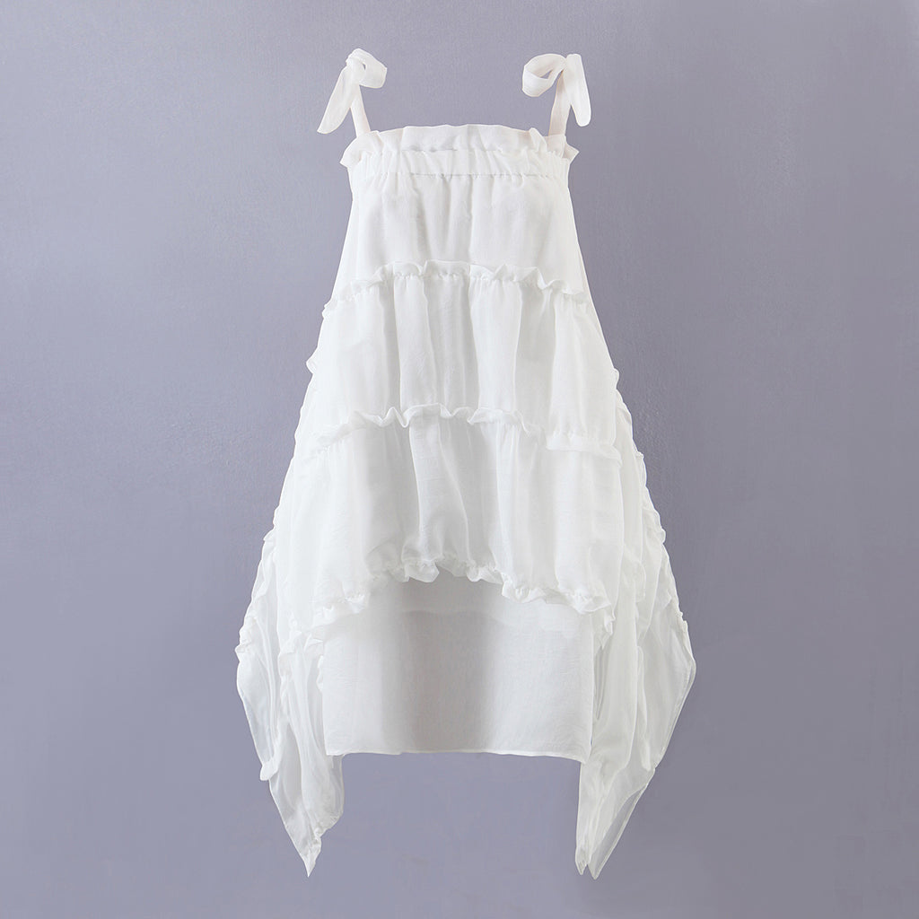 Women's Asymmetric Lace Ruffled Tiered Dress