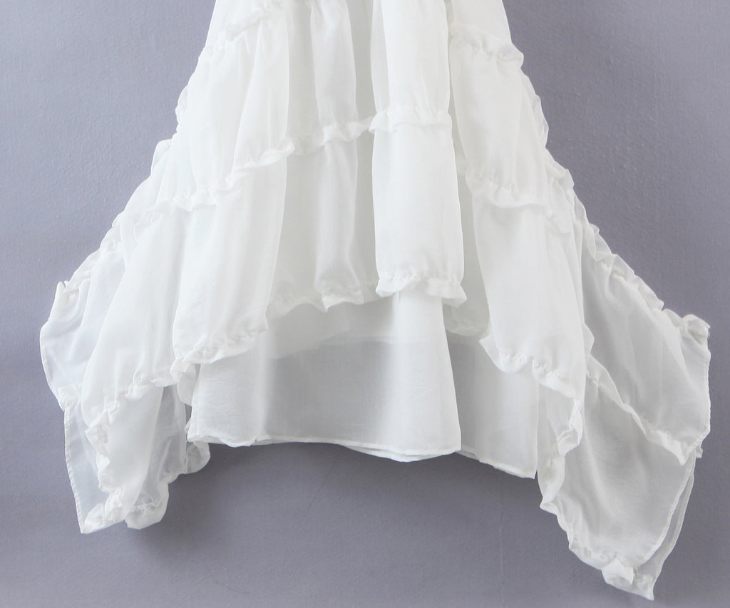 Women's Asymmetric Lace Ruffled Tiered Dress