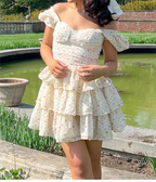 Floral Off-Shoulder Puff-Sleeve Mini Dress